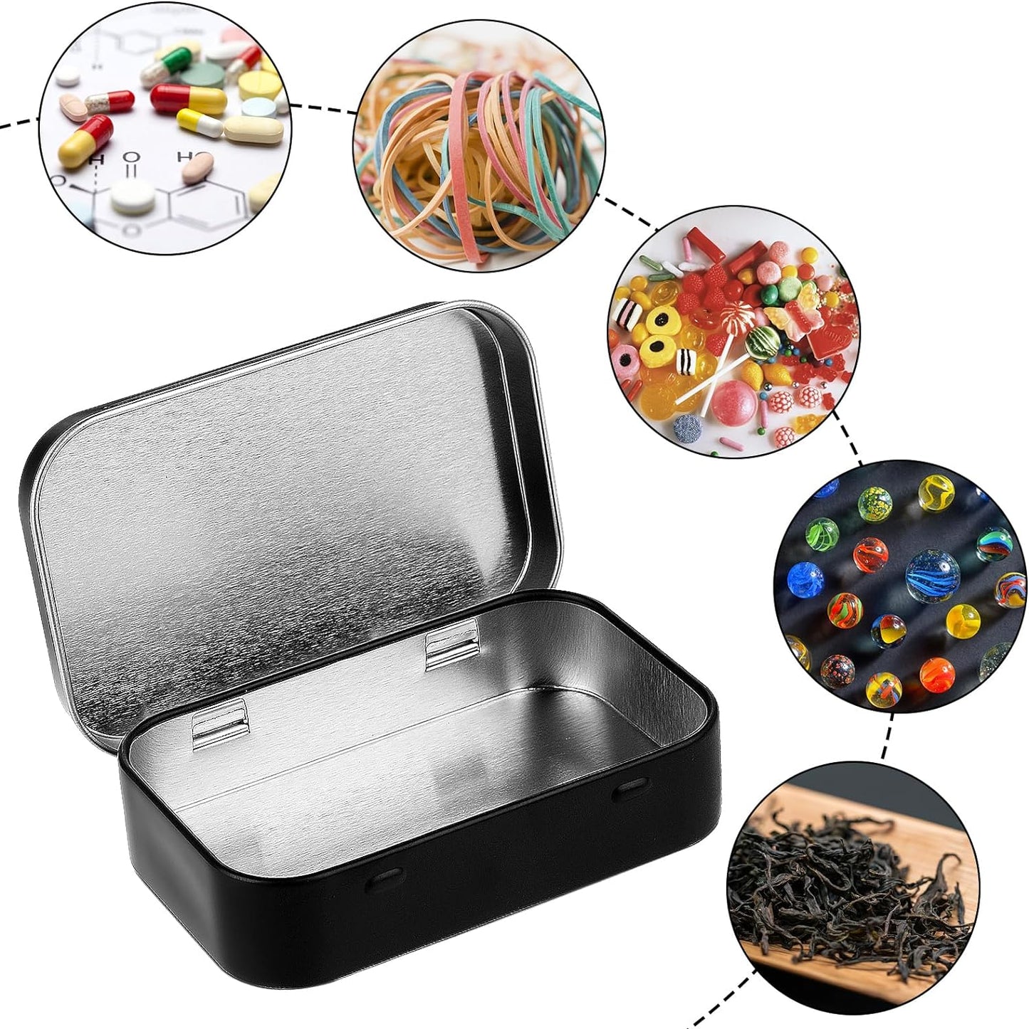 3.75 x 2.37 x 0.8 inches 10 Pcs Metal Hinged Tin Box Container Portable Small Storage Container Kit with Lid for Home Storage