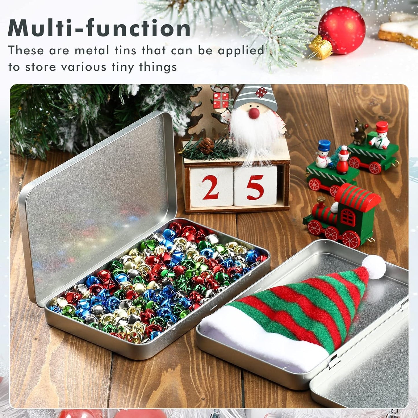 4.5 x 3.3 x 0.86 inches 6 Pcs Metal Hinged Tin Box Container, Metal Tin Box with Lid,Storage Tin Box for Watercolor Jewelry Pen Eraser Pill Candy Craft Organize