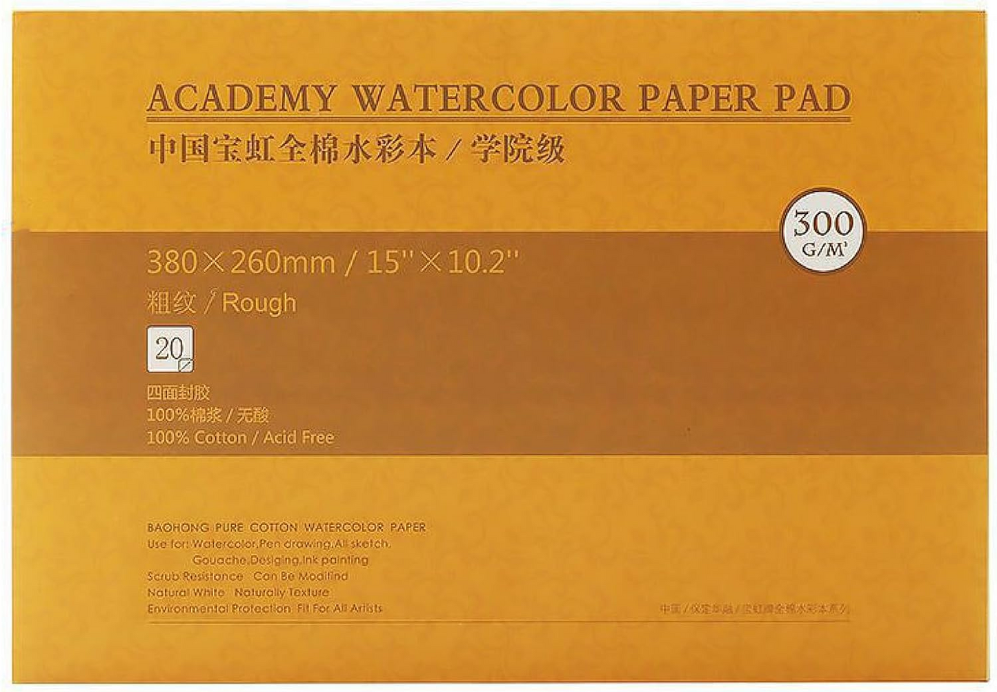 Acadamy 100% Cotton Watercolor Pads – Cold Press, Hot Press & Rough Grain – 140lb/300gsm – 20 Sheets for Painting & Drawing – Acid-Free, Art Paper – Ideal for Artists & Beginners