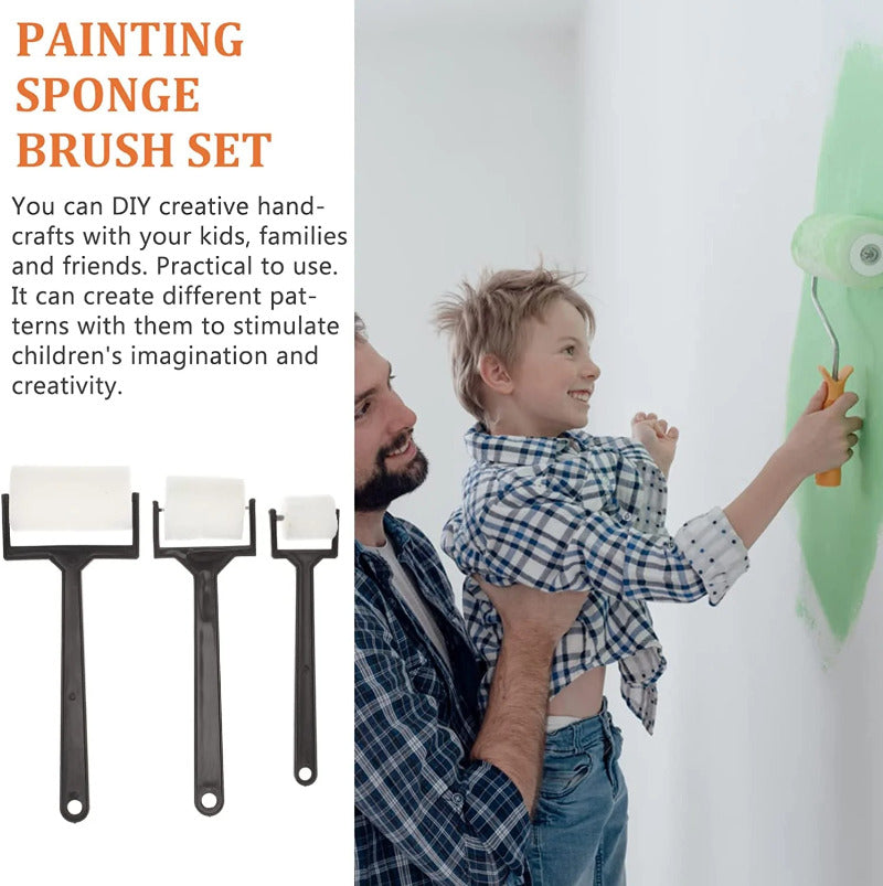 Kids Sponge Paint Roller Set – 12pcs Long-Handle Foam Painting Rollers for DIY Art & Doodling, Washable EVA Sponge Brushes for Toddler Creative Painting & Preschool Art Activities