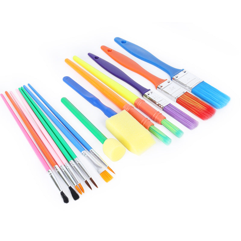 Kids Sponge Paint Brush Set – 15pcs Toddler Art Brushes for Painting & Doodling, Creative Sponge & Nylon Brushes for Finger Paints, Washable Art Tools for Preschool & Kindergarten