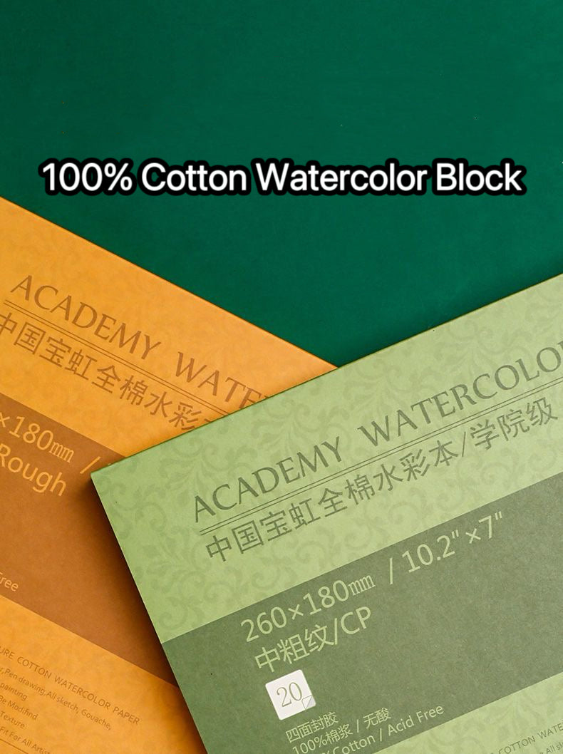 Two 100% cotton watercolor blocks displayed, high-quality watercolor paper for artists and painting