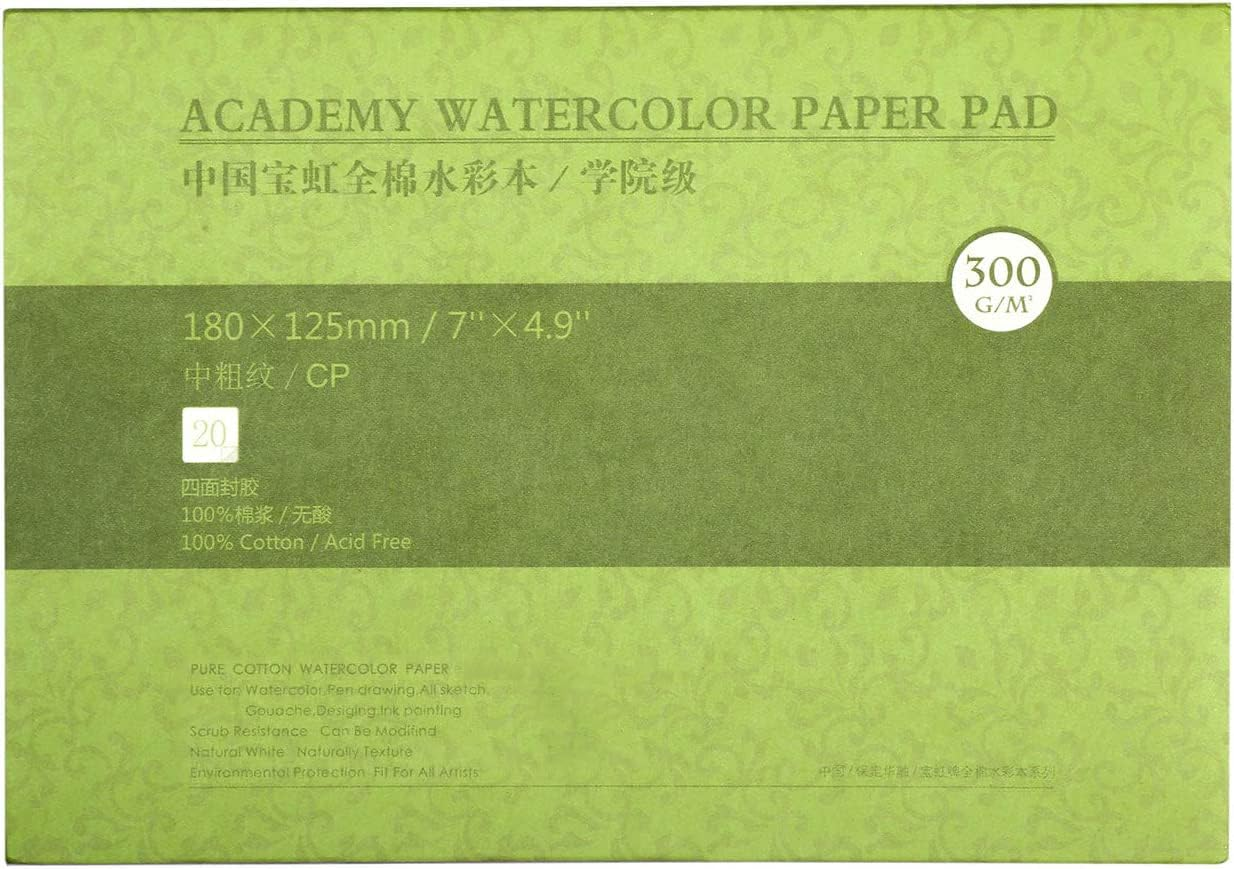 Acadamy 100% Cotton Watercolor Pads – Cold Press, Hot Press & Rough Grain – 140lb/300gsm – 20 Sheets for Painting & Drawing – Acid-Free, Art Paper – Ideal for Artists & Beginners