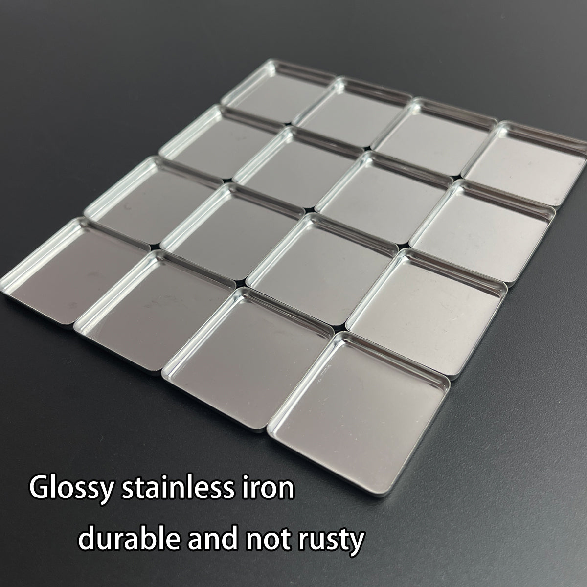 Glossy stainless iron metal pans – rust-resistant, durable, and reusable for handmade paint and solid makeup products