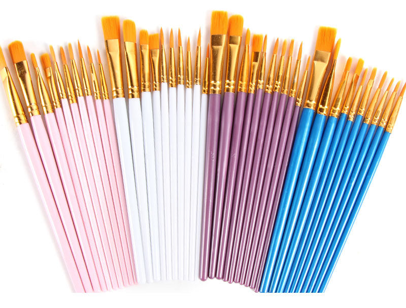 80Pcs Acrylic & Watercolor Paint Brush Set – High-Quality Nylon Bristles with Sturdy Plastic Handles, Smooth Copper Ferrules, Ideal for Oil, Gouache & Watercolor Painting, Assorted Colors