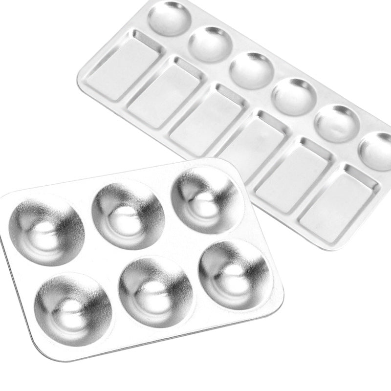 Round and Rectangle Paint Tray Palettes,Metal Paint Mixing Palette Artist Paint Tray 4Pcs/Set