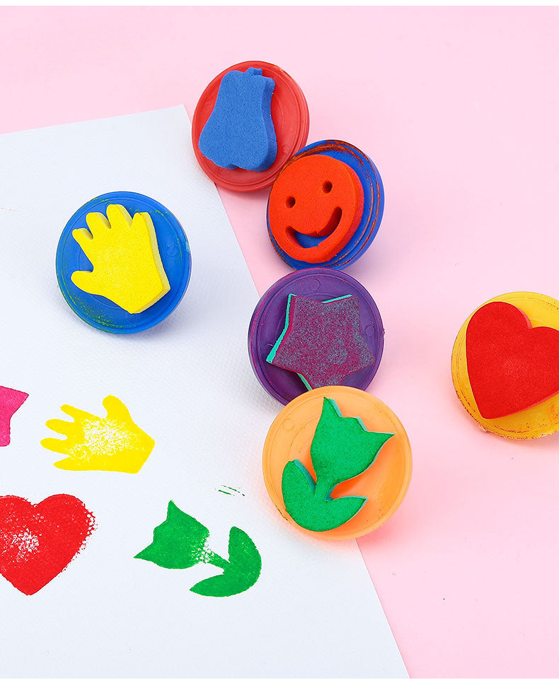 Children's Sponge Stamp Set for DIY Art, Cute EVA Foam Stamps for Kids, 6-Pack Colorful Patterns, Fun Educational Craft Tools, Easy to Use & Color, Boost Creativity