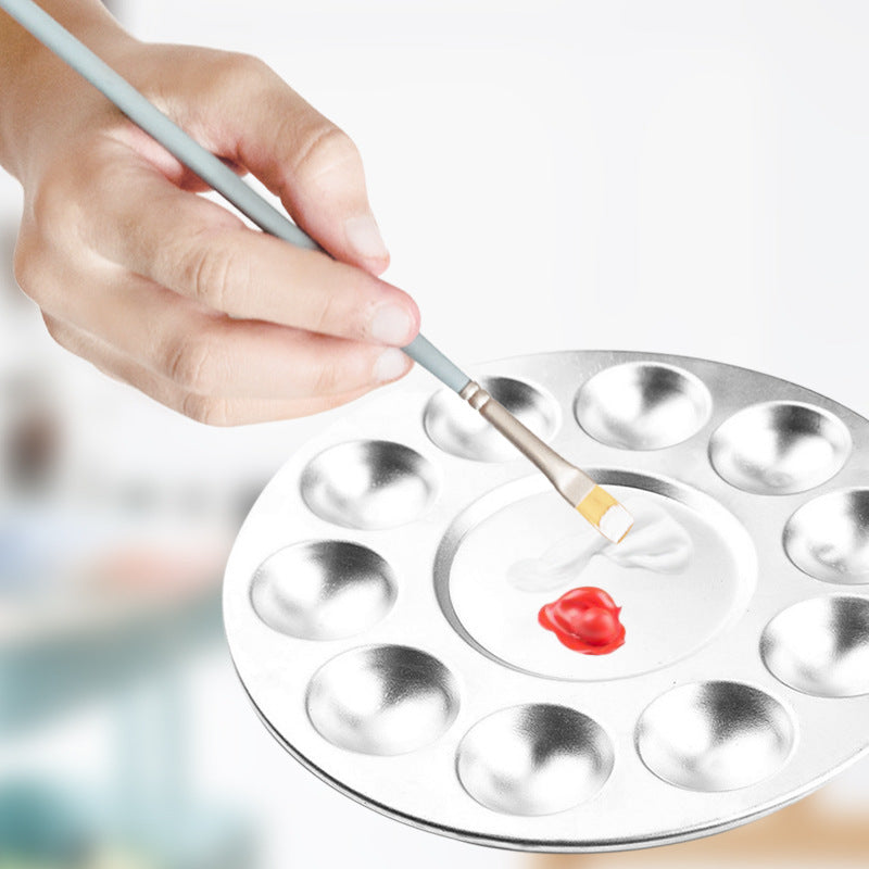 Round and Rectangle Paint Tray Palettes,Metal Paint Mixing Palette Artist Paint Tray 4Pcs/Set