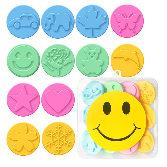 Kids Art Stamps Set – 12pcs Cute Pattern DIY Painting Stamps for Children, Reusable Soft Rubber Craft Stamps for Kindergarten Drawing & Doodling, Easy to Clean & Safe for Little Hands