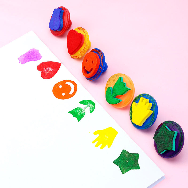 Children's Sponge Stamp Set for DIY Art, Cute EVA Foam Stamps for Kids, 6-Pack Colorful Patterns, Fun Educational Craft Tools, Easy to Use & Color, Boost Creativity