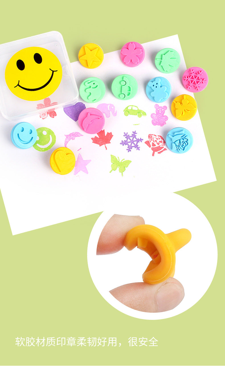 Kids Art Stamps Set – 12pcs Cute Pattern DIY Painting Stamps for Children, Reusable Soft Rubber Craft Stamps for Kindergarten Drawing & Doodling, Easy to Clean & Safe for Little Hands