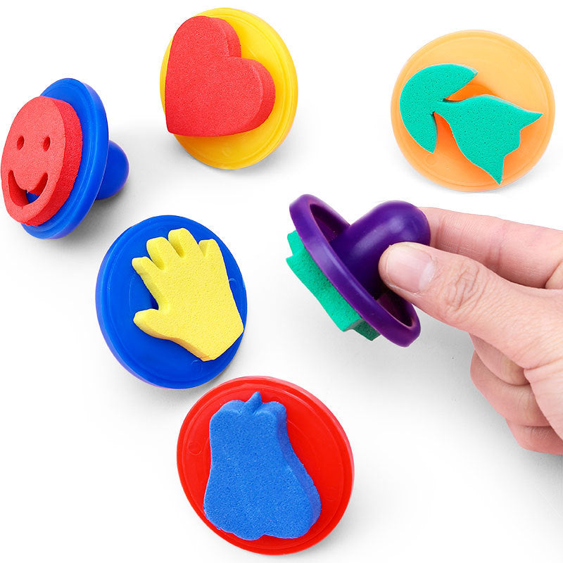 Children's Sponge Stamp Set for DIY Art, Cute EVA Foam Stamps for Kids, 6-Pack Colorful Patterns, Fun Educational Craft Tools, Easy to Use & Color, Boost Creativity