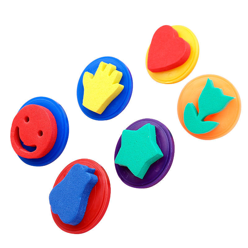 Children's Sponge Stamp Set for DIY Art, Cute EVA Foam Stamps for Kids, 6-Pack Colorful Patterns, Fun Educational Craft Tools, Easy to Use & Color, Boost Creativity
