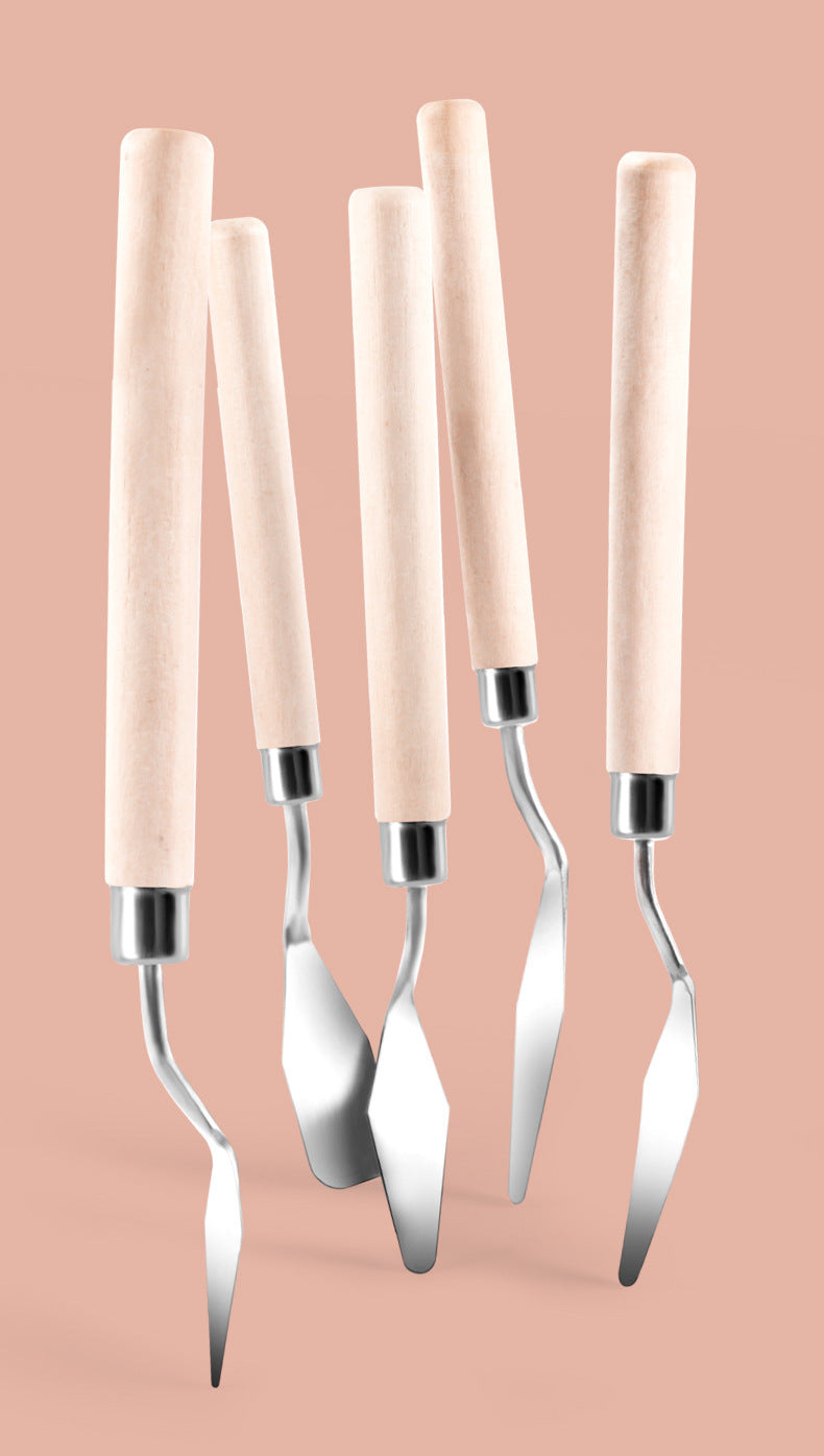 Palette Knife Set for Painting – 5PCS Stainless Steel Painting Knives with Wooden Handles, Professional Oil Paint Knives for Acrylic, Watercolor, Gouache & Texture Mixing