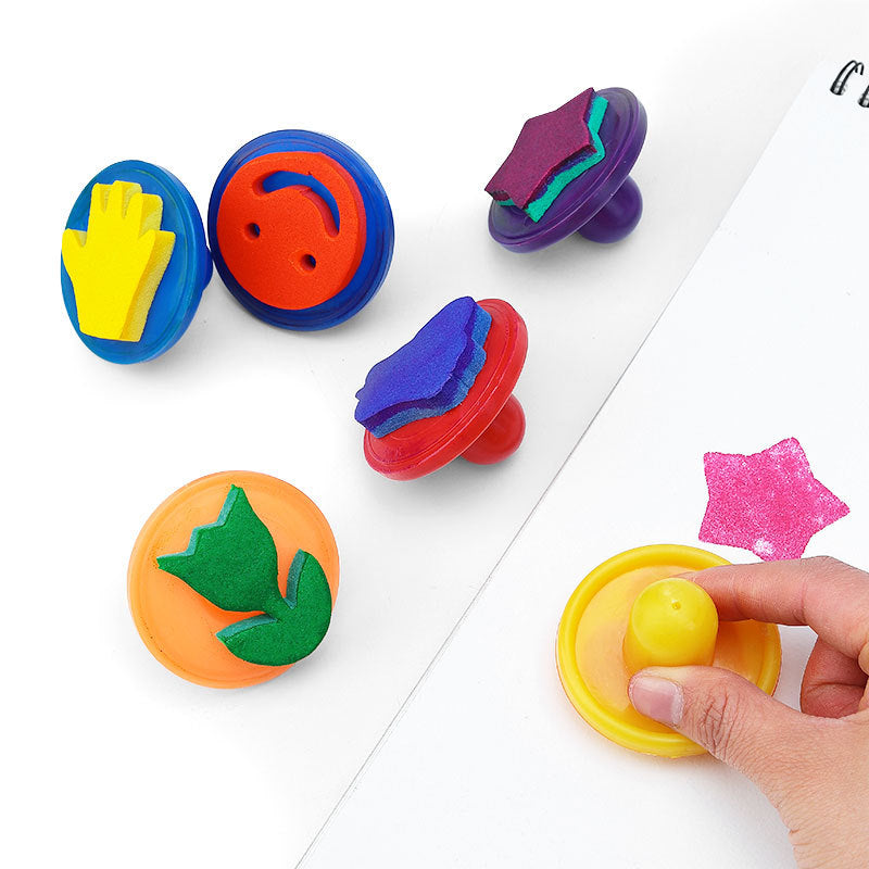 Children's Sponge Stamp Set for DIY Art, Cute EVA Foam Stamps for Kids, 6-Pack Colorful Patterns, Fun Educational Craft Tools, Easy to Use & Color, Boost Creativity