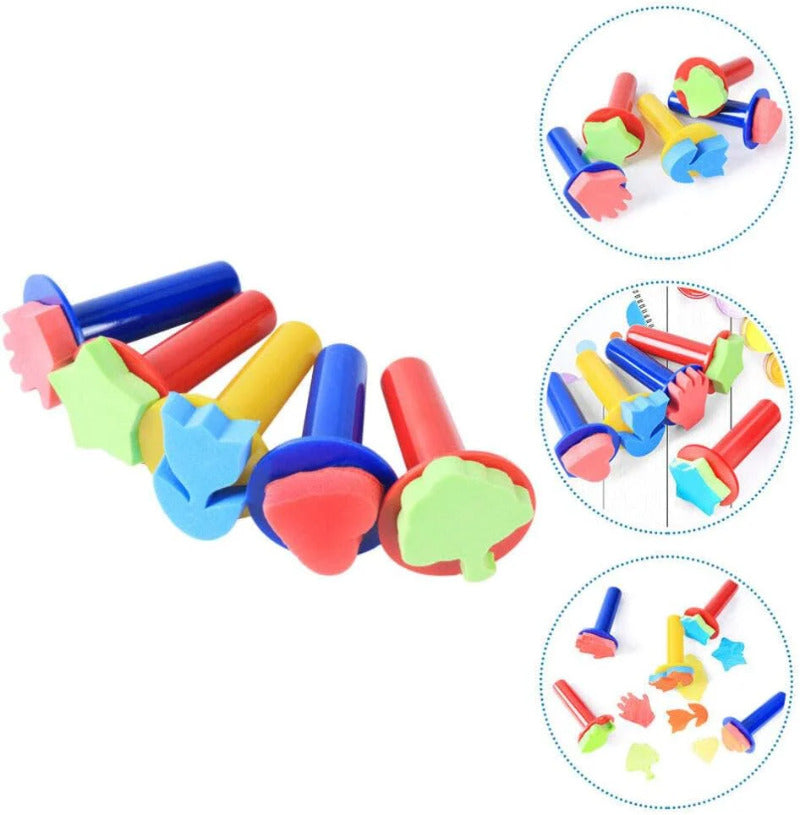 Children's Sponge Stamp Set for DIY Art, Cute EVA Foam Stamps for Kids, 5-Pack Colorful Patterns, Fun Educational Craft Tools, Easy to Use & Color, Boost Creativity
