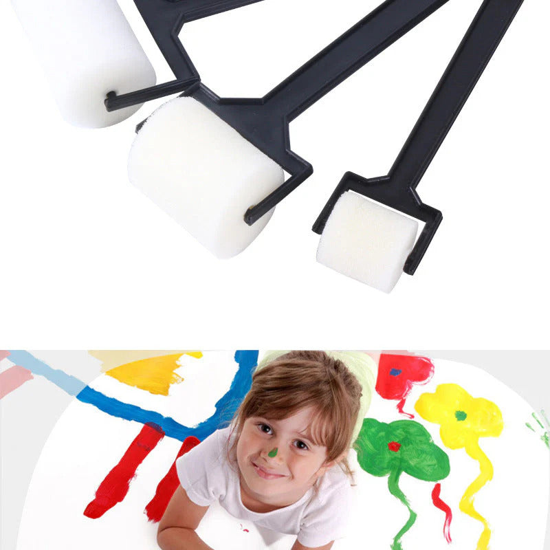 Kids Sponge Paint Roller Set – 12pcs Long-Handle Foam Painting Rollers for DIY Art & Doodling, Washable EVA Sponge Brushes for Toddler Creative Painting & Preschool Art Activities