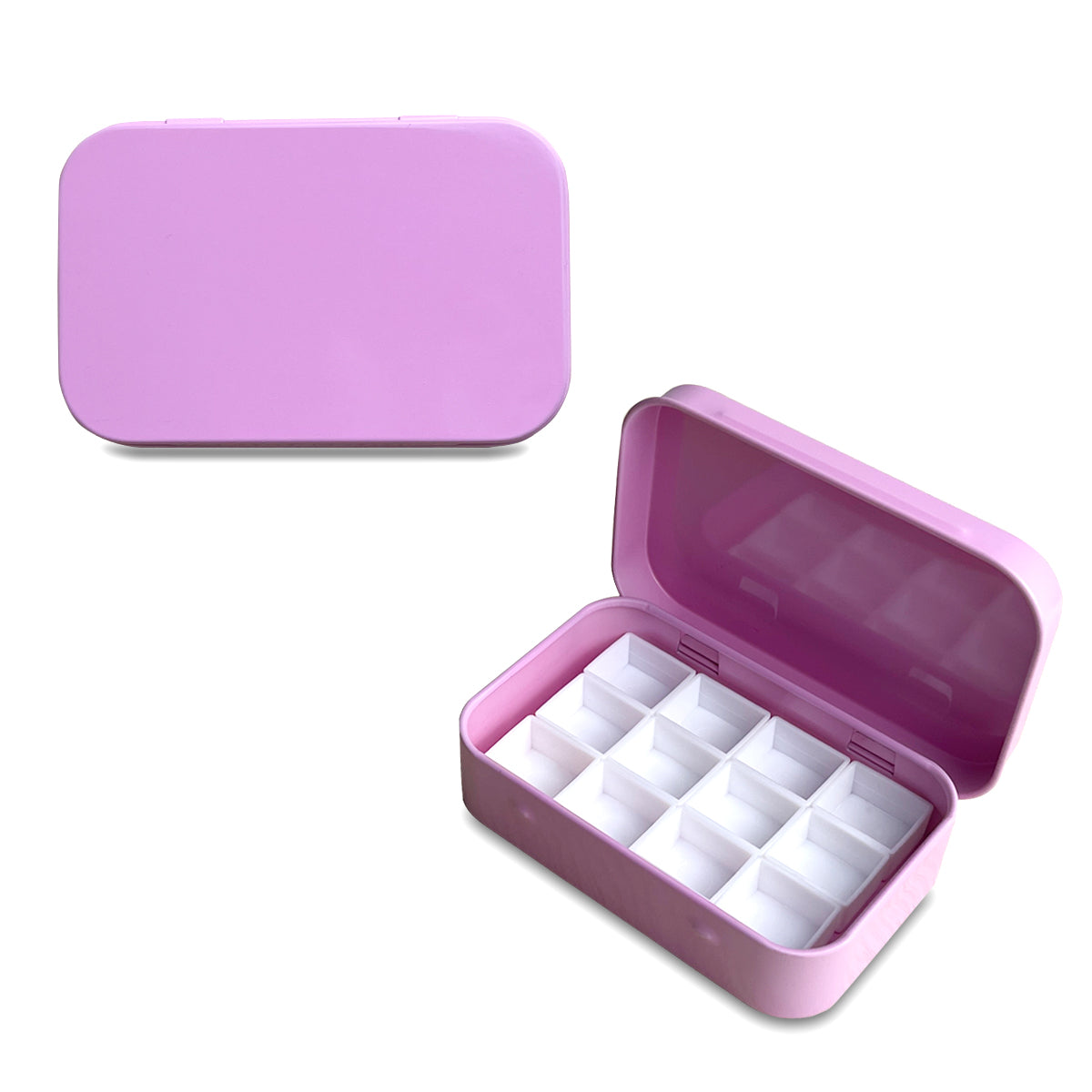 FCLUB Metal Empty Hinged Tins with 12pcs Magnetic Half Pans for DIY Travel Watercolor Painting