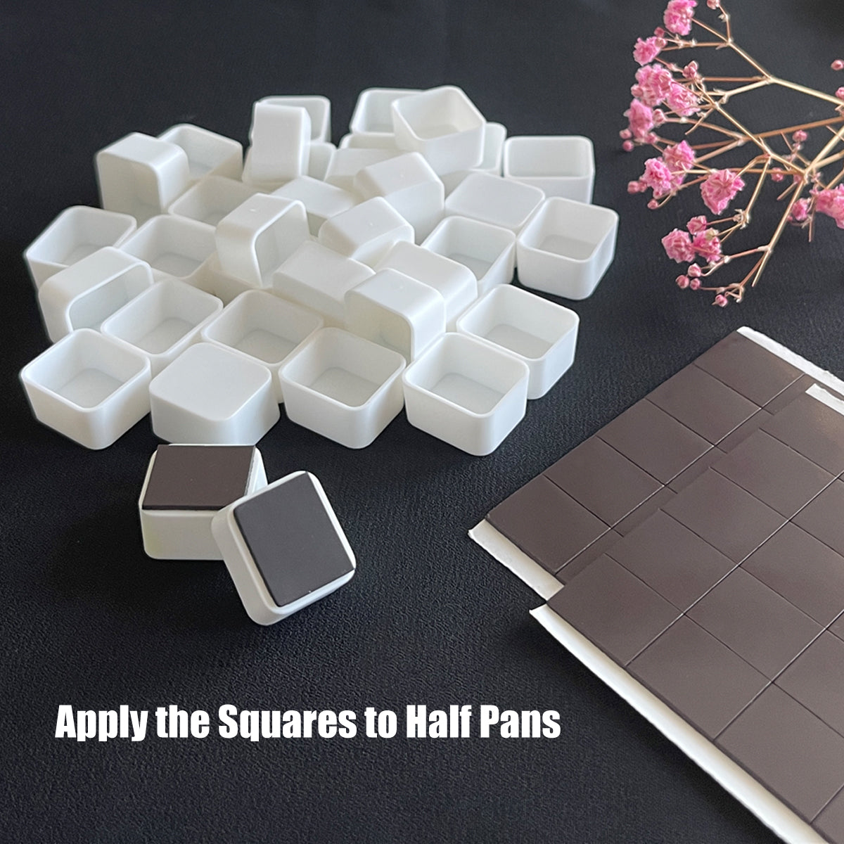 Mini self adhesive magnets used to secure watercolor pans in tins – perfect for handmade paints or portable palettes