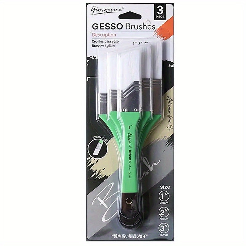 3pcs Plate Brush Set Bristle Nylon Oil Painting Acrylic Gouache Wall Painting Brush