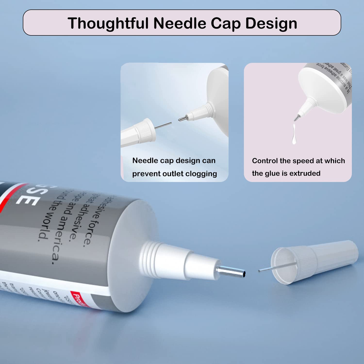 B7000 glue needle cap design allows for precise control and easy reuse without clogging