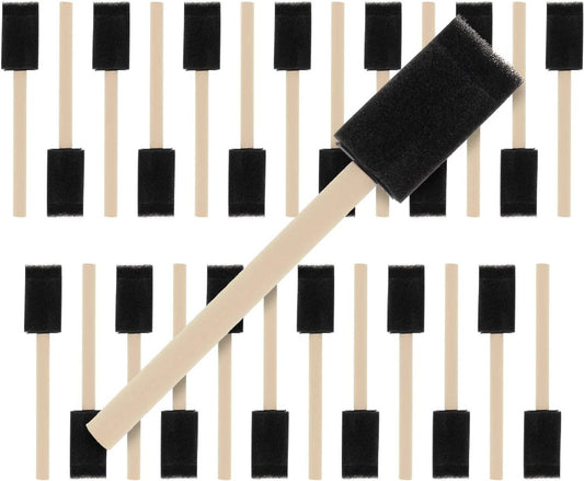 25Pcs Black Foam Paint Brushes – Wooden Handle Sponge Brushes for Kids DIY Painting, Doodling, and Early Learning Art, Washable & Reusable Art Tools for Crafts & School Projects