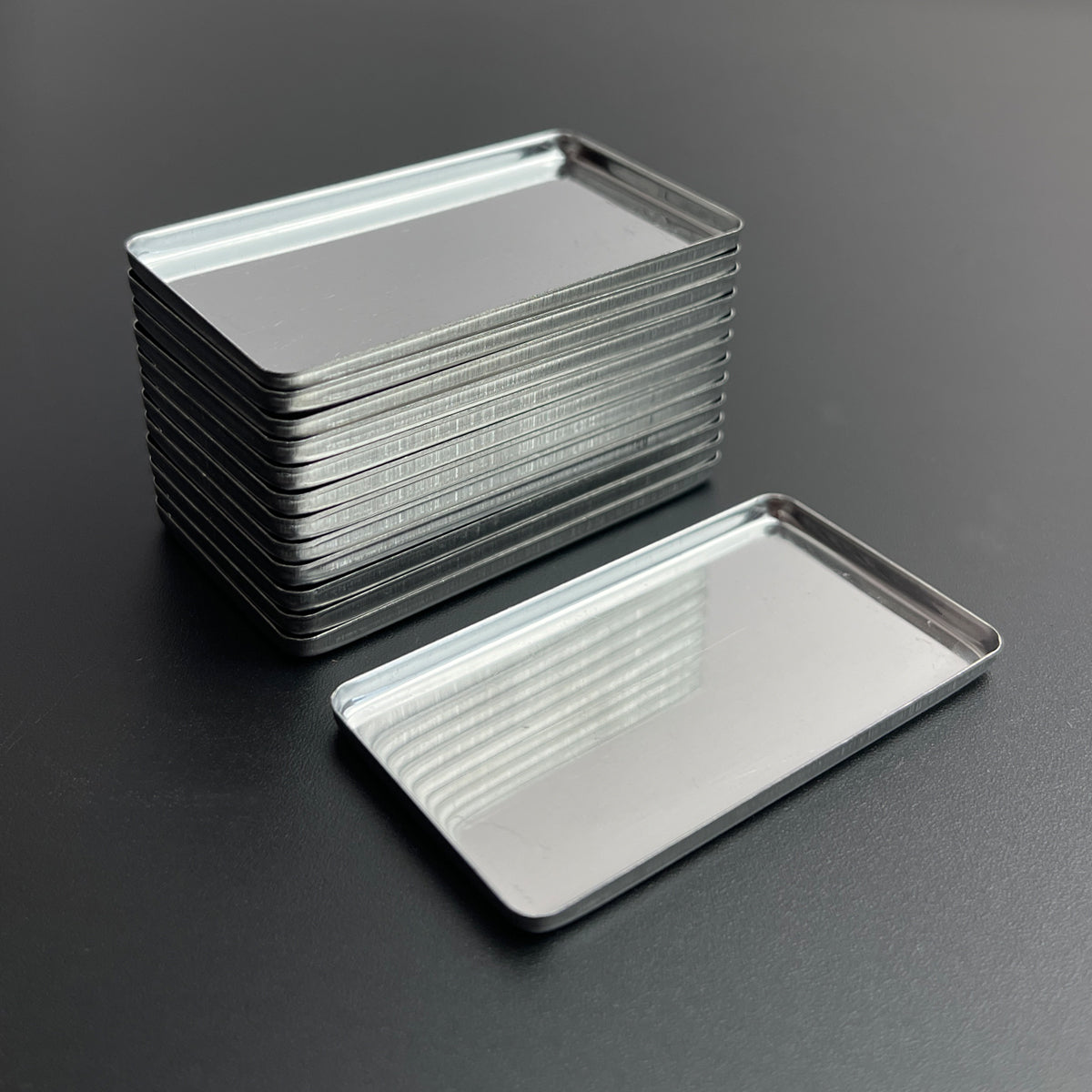 Bulk pack of large rectangle metal pans – ideal for handmade watercolor refills and solid makeup projects