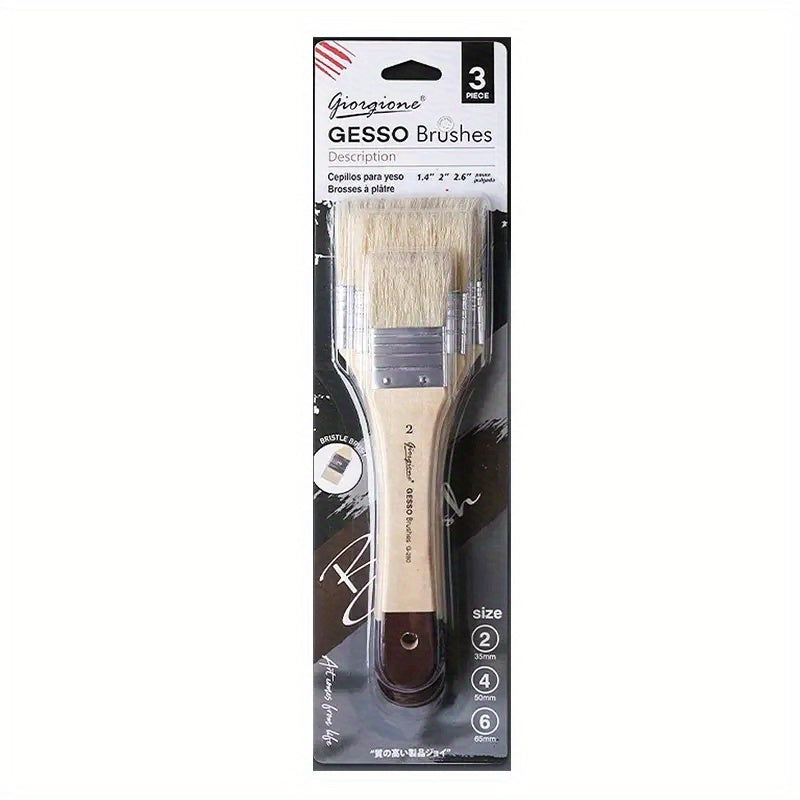 3pcs Plate Brush Set Bristle Nylon Oil Painting Acrylic Gouache Wall Painting Brush