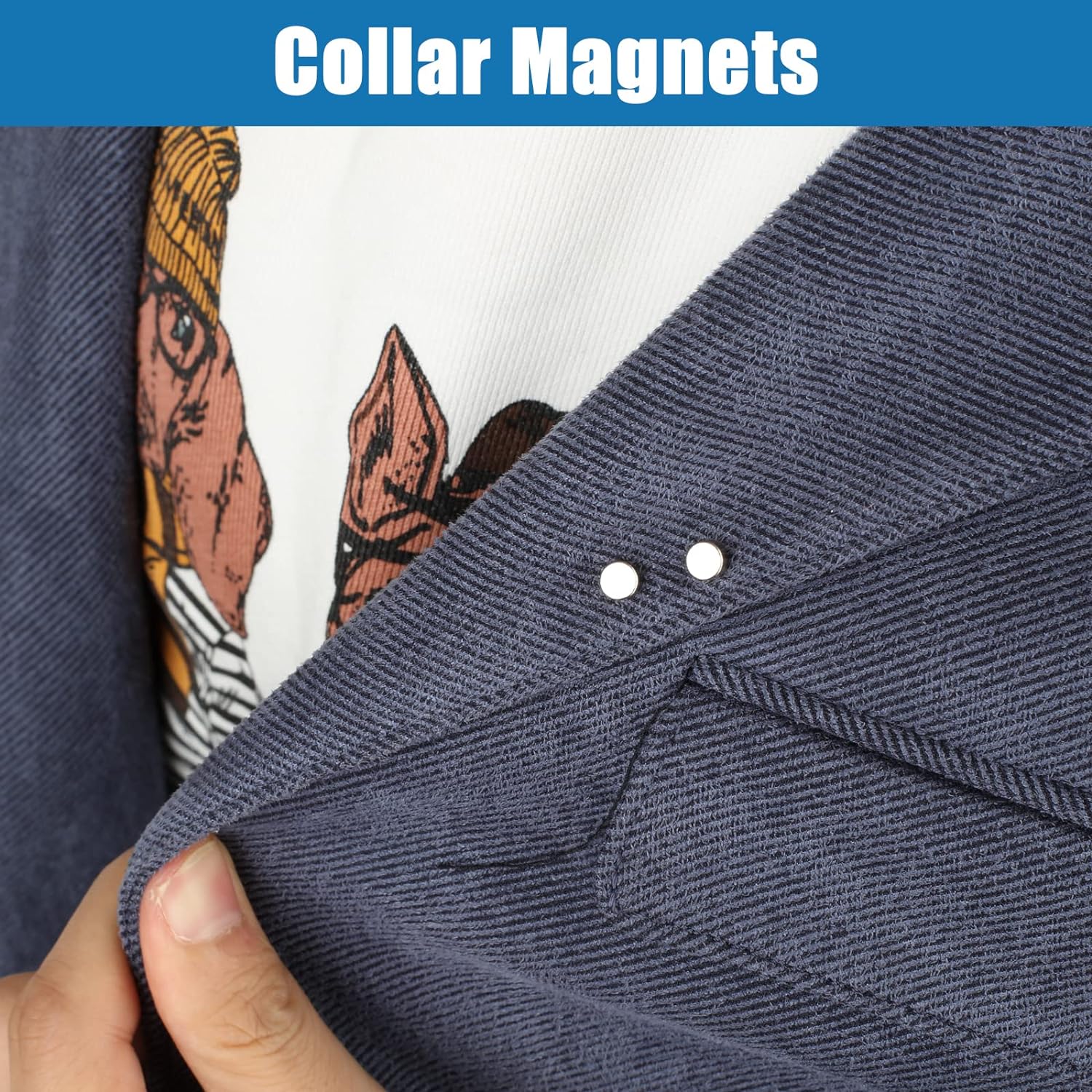 Creative use of neodymium magnets as collar magnets to hold clothing or accessories without damage