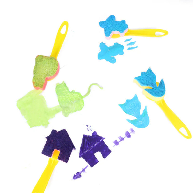 29PCS Kids Sponge Painting Brushes Set – Early Learning DIY Art Tools for Toddlers & Preschoolers