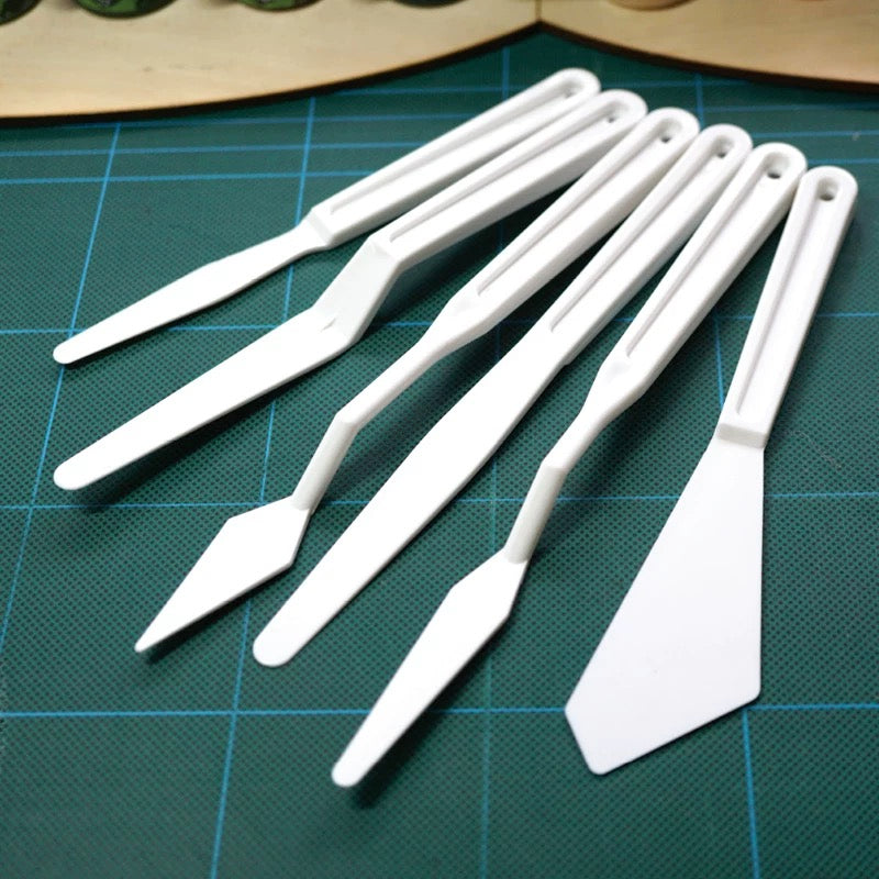 6-Piece Plastic Palette Knife Set – Perfect for Model Crafting, Painting & DIY Art Projects