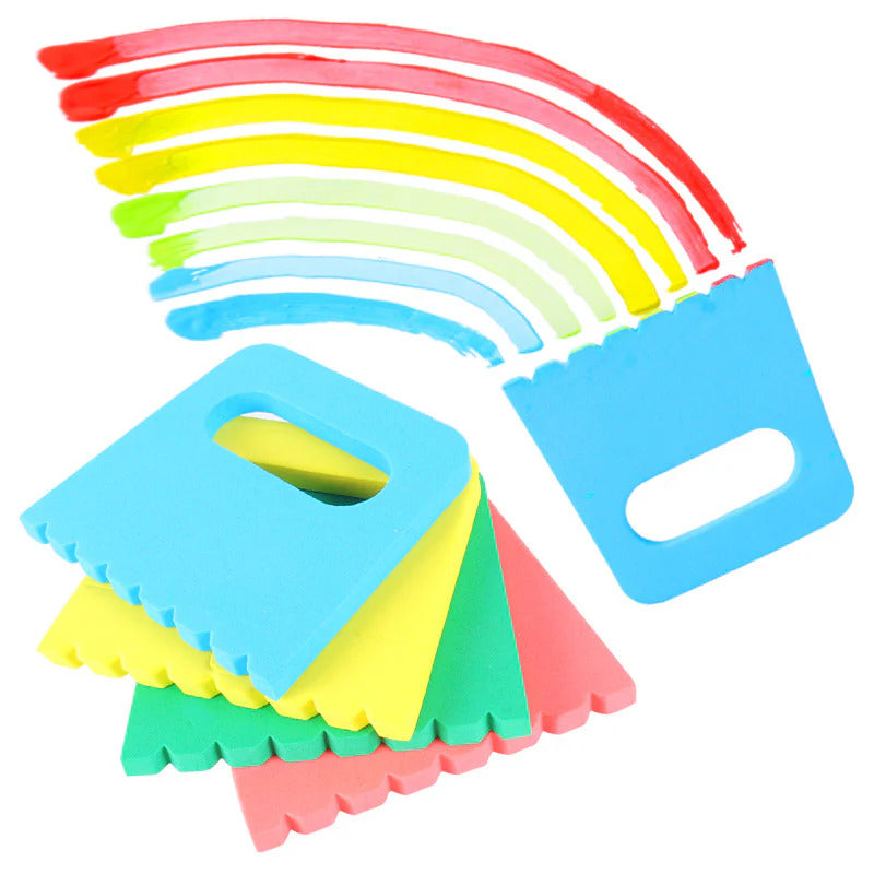 Kids DIY Paint Scraper Set – 2 Sets of 8 EVA Sponge Scrapers for Toddler Painting, Easy-Grip Art Brushes for Preschool & Kindergarten, Creative Early Learning Art Tools