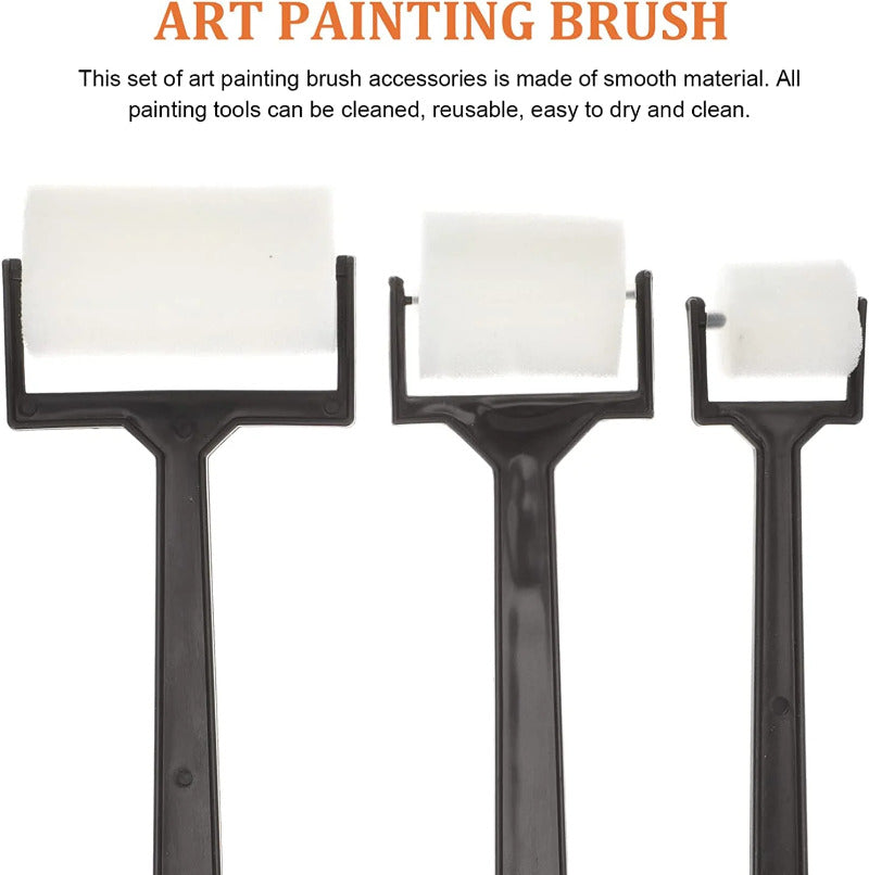 Kids Sponge Paint Roller Set – 12pcs Long-Handle Foam Painting Rollers for DIY Art & Doodling, Washable EVA Sponge Brushes for Toddler Creative Painting & Preschool Art Activities