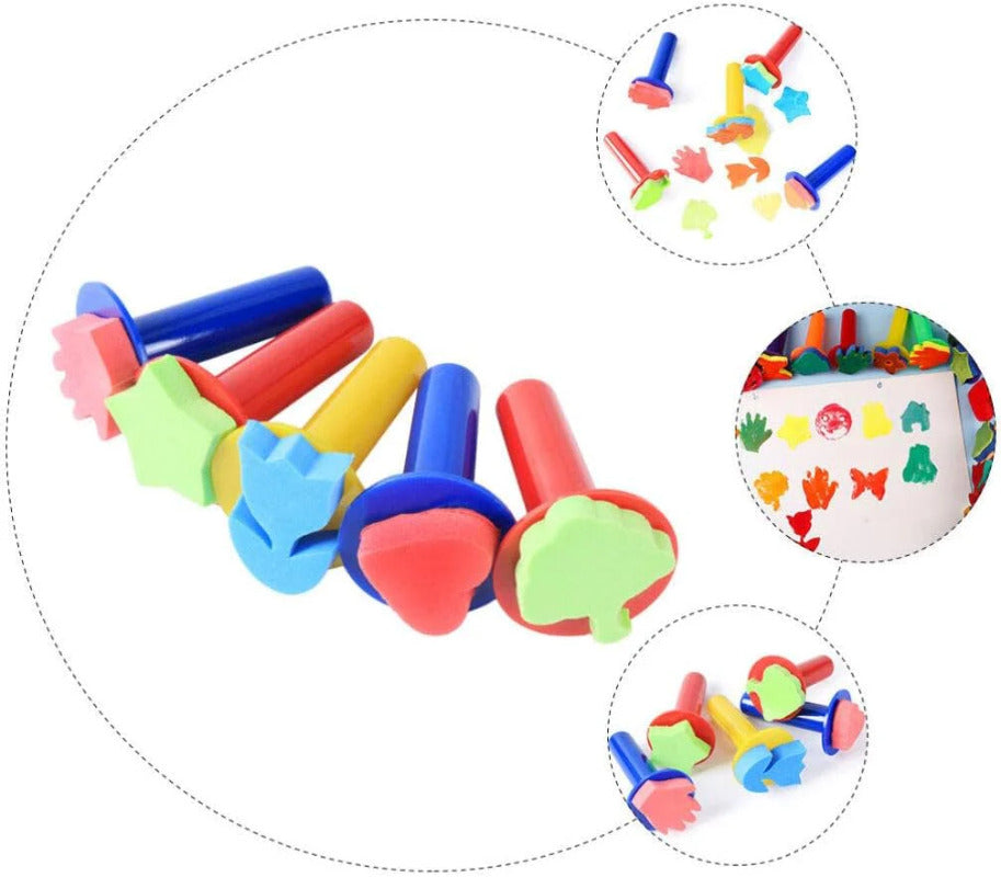 Children's Sponge Stamp Set for DIY Art, Cute EVA Foam Stamps for Kids, 5-Pack Colorful Patterns, Fun Educational Craft Tools, Easy to Use & Color, Boost Creativity
