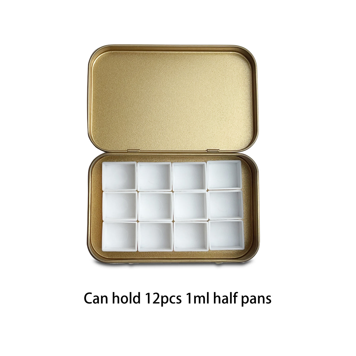 FCLUB Metal Empty Hinged Tins with 12pcs Magnetic Half Pans for DIY Travel Watercolor Painting