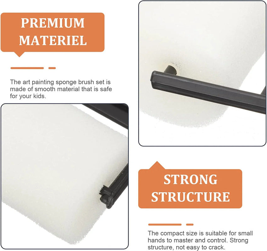 Kids Sponge Paint Roller Set – 12pcs Long-Handle Foam Painting Rollers for DIY Art & Doodling, Washable EVA Sponge Brushes for Toddler Creative Painting & Preschool Art Activities