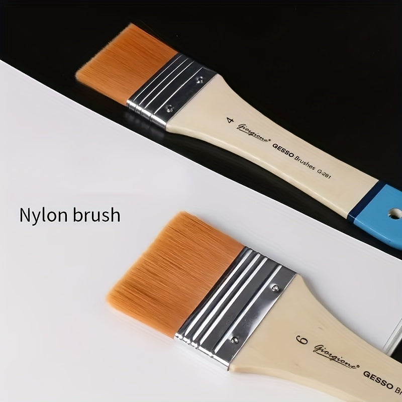 3pcs Plate Brush Set Bristle Nylon Oil Painting Acrylic Gouache Wall Painting Brush