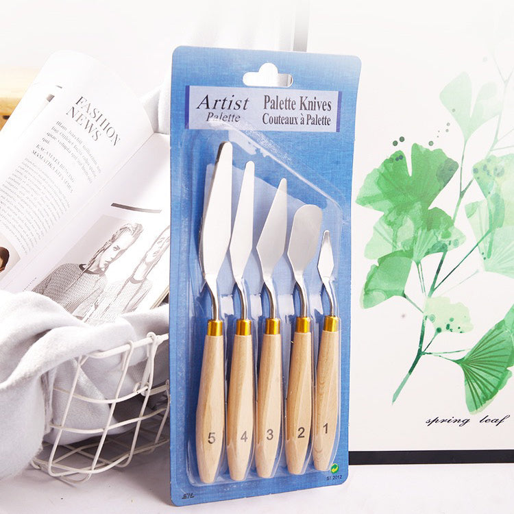Palette Knife Set – 5PCS Stainless Steel Painting Knives for Oil, Acrylic & Gouache, Artist Spatula Set for Mixing, Blending & Texture Painting