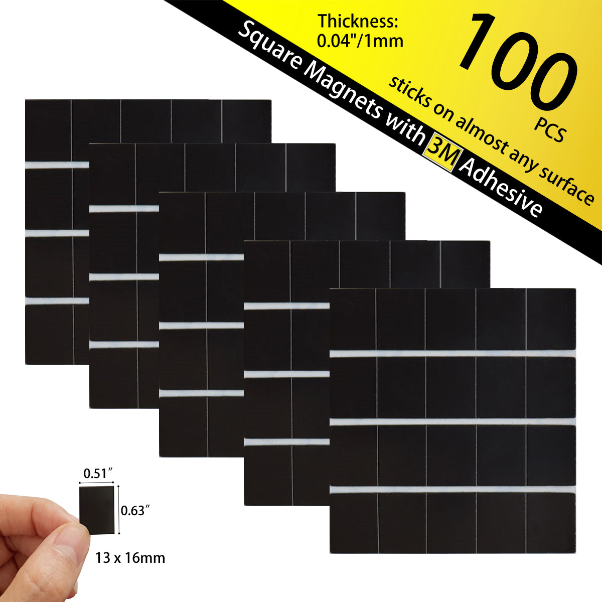 100pcs mini 16x13mm self adhesive magnets – perfect for labeling, crafts, watercolor pans, and small art projects