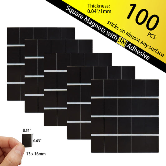 100pcs mini 16x13mm self adhesive magnets – perfect for labeling, crafts, watercolor pans, and small art projects