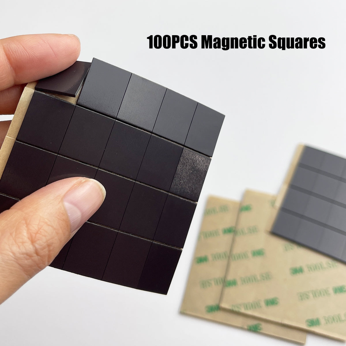 Close-up of mini adhesive magnet – smooth edges, thin 1mm profile, and strong peel-and-stick backing