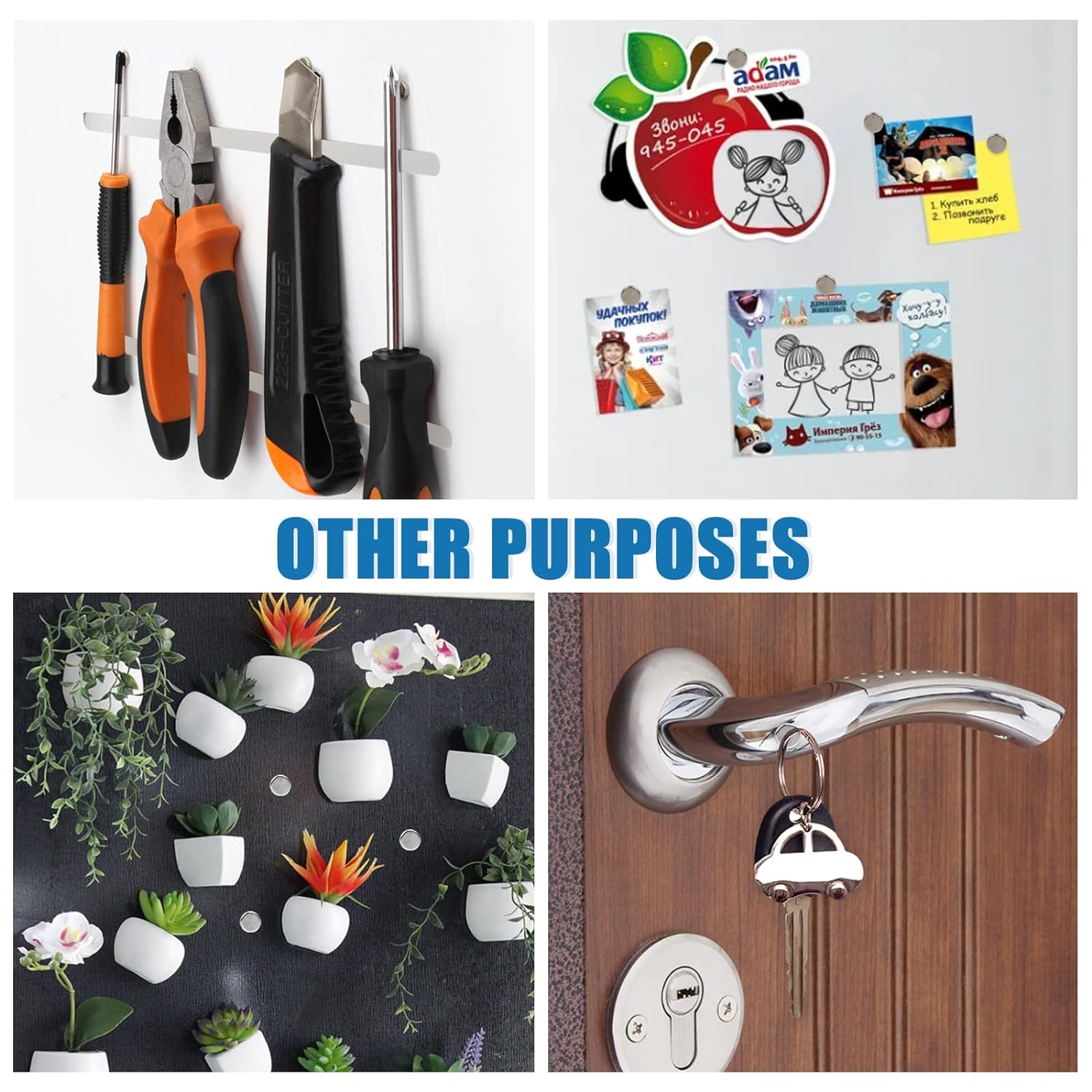 Other uses of neodymium magnets – hold pliers, knives, screwdrivers, and DIY craft stickers securely on metal surfaces