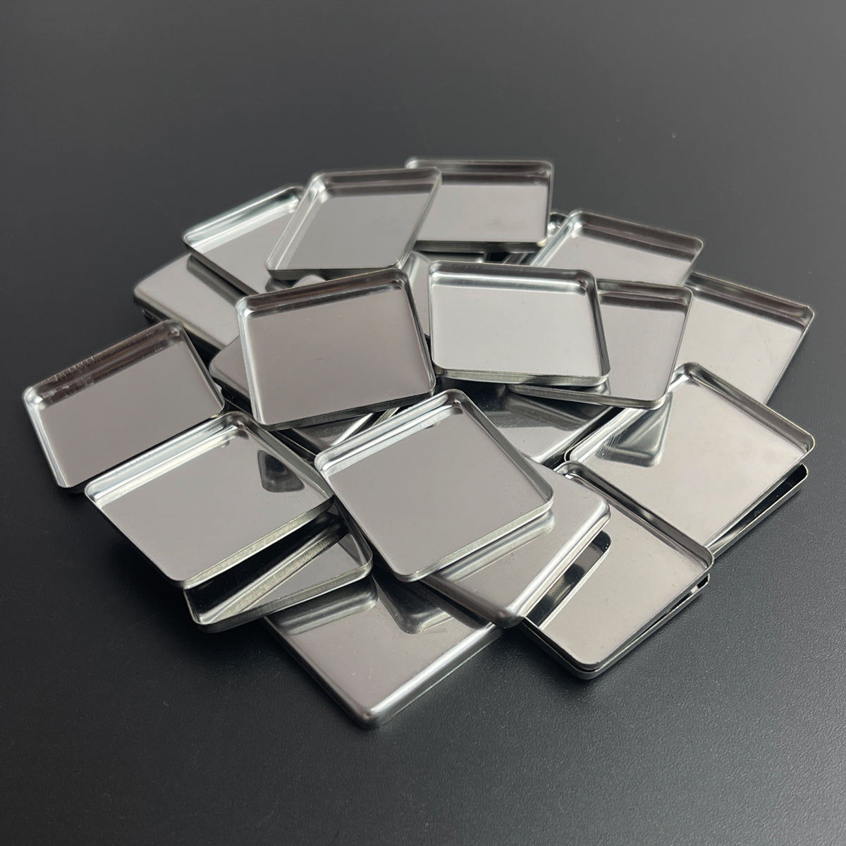 Empty 3g rectangle metal pans – great for watercolor storage, paint pouring, or DIY eyeshadow and lip balm
