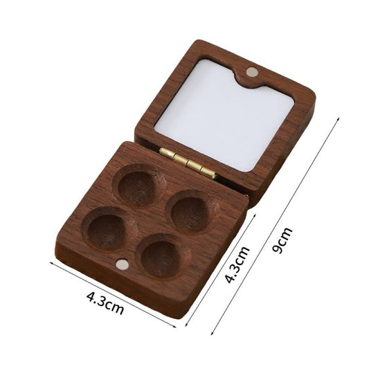 4 wells walnut wood watercolor palette, compact mini paint mixing tray for artists, handmade paint makers, travel painting