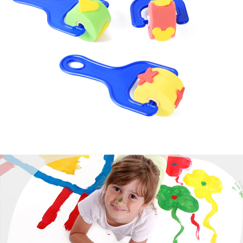 4Pcs Kids Sponge Paint Rollers – EVA Foam Painting Brushes for DIY Doodling, Early Learning, and Preschool Art, Washable and Easy-to-Use Art Tools for Creative Painting