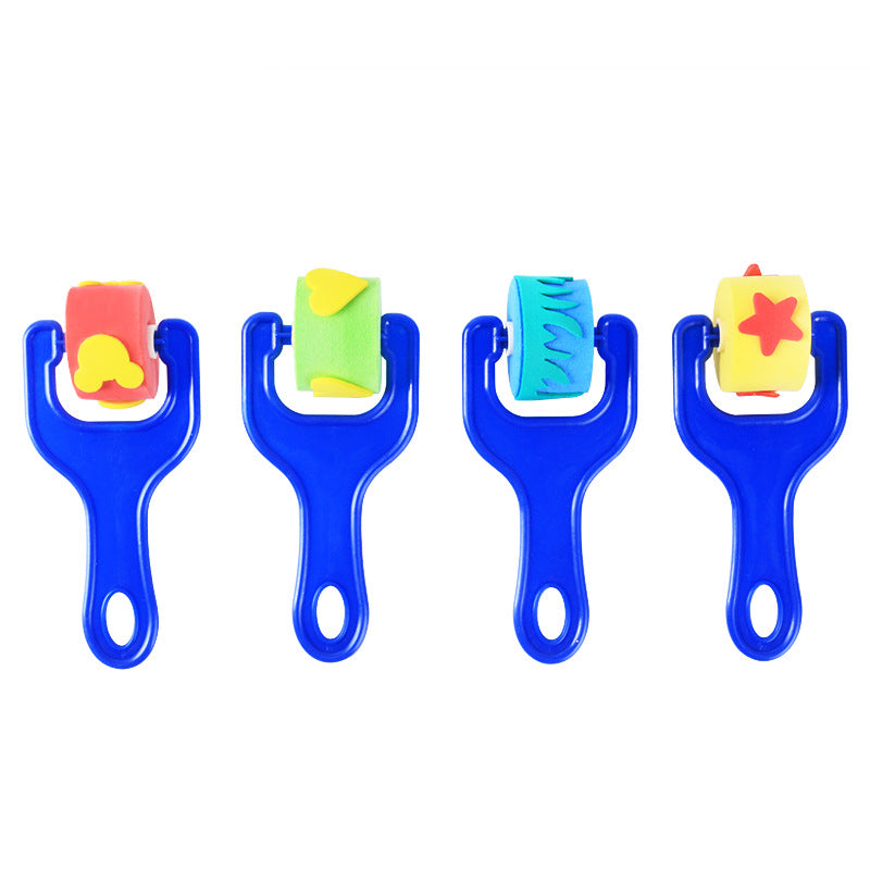 4Pcs Kids Sponge Paint Rollers – EVA Foam Painting Brushes for DIY Doodling, Early Learning, and Preschool Art, Washable and Easy-to-Use Art Tools for Creative Painting