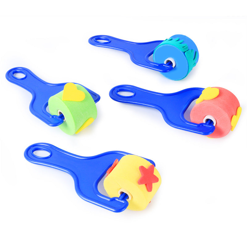 4Pcs Kids Sponge Paint Rollers – EVA Foam Painting Brushes for DIY Doodling, Early Learning, and Preschool Art, Washable and Easy-to-Use Art Tools for Creative Painting