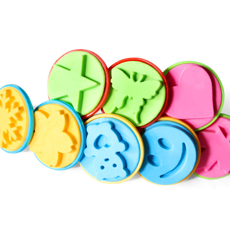 8Pcs Kids Soft Rubber Stamp Brushes – DIY Doodle Painting & Stamping Set for Toddlers, Washable Reusable Art Tools for Preschool Craft, Fun Early Learning Drawing Kit