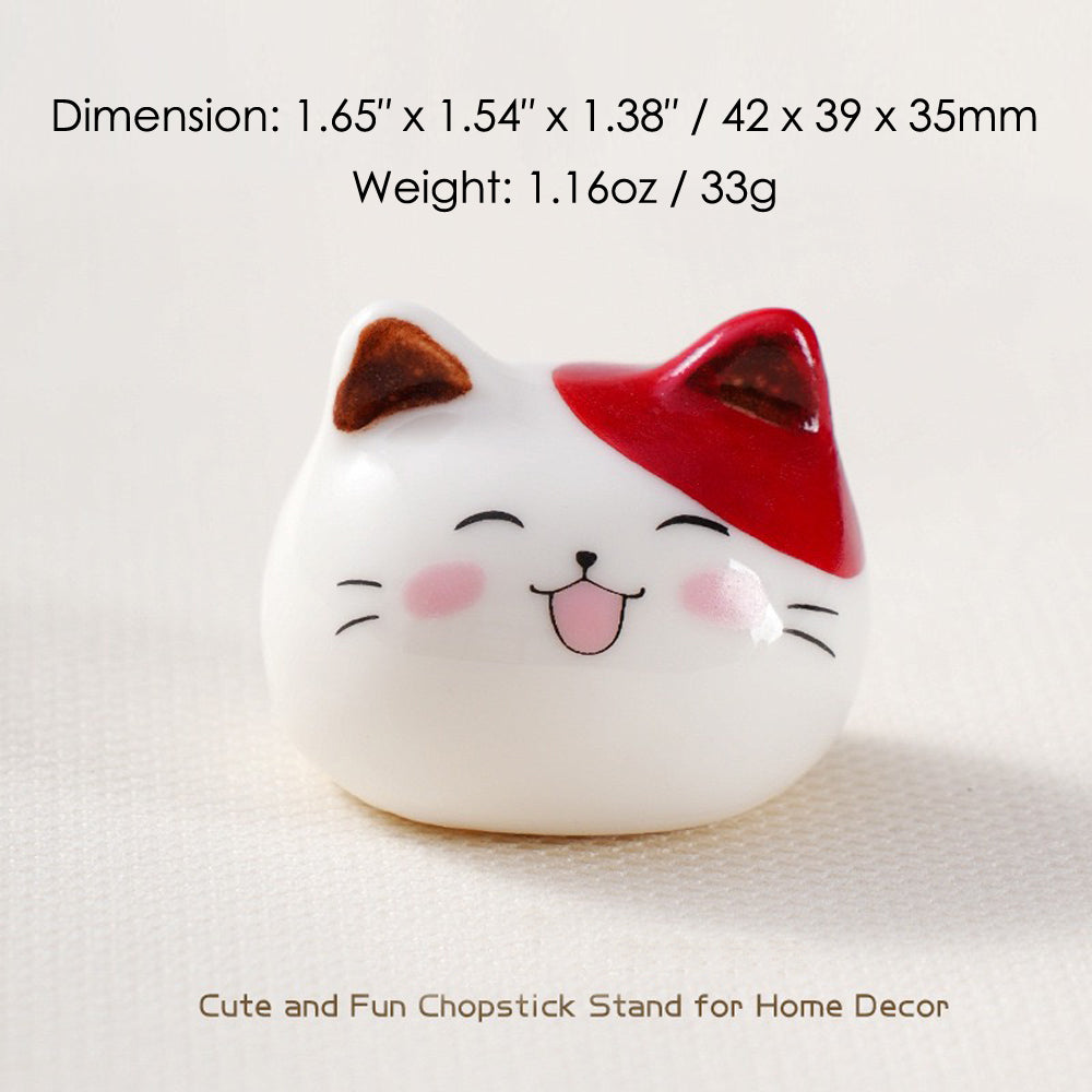 Ceramic Cat Chopstick Rests – 12pcs Porcelain Holders for Chopsticks, Spoons & Forks | Japanese Style Cute Cat Tableware & Kitchen Decor Gift