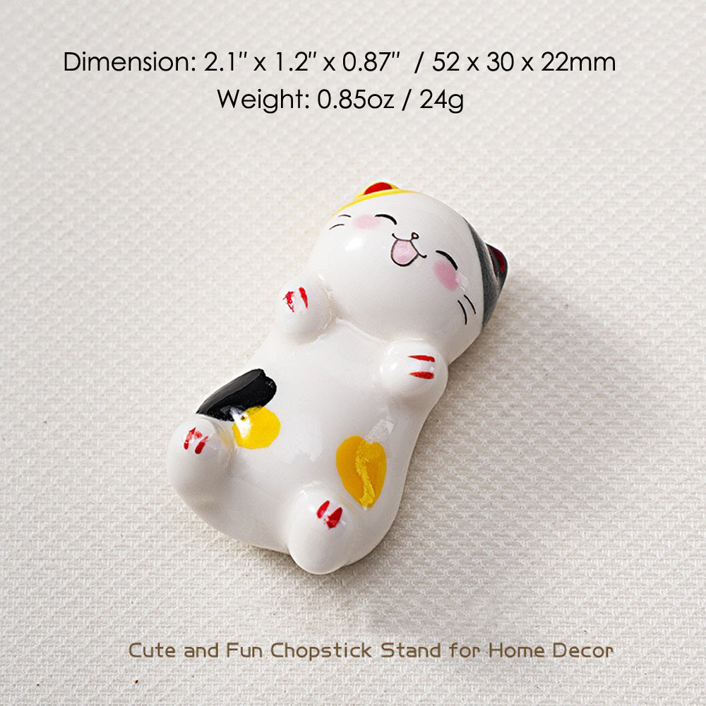 10pcs Ceramic Cat Chopstick Rests – Japanese Style Porcelain Holder for Chopsticks, Forks, Spoons, Paint Brushes | Cute Cat Tableware & Gift Decor